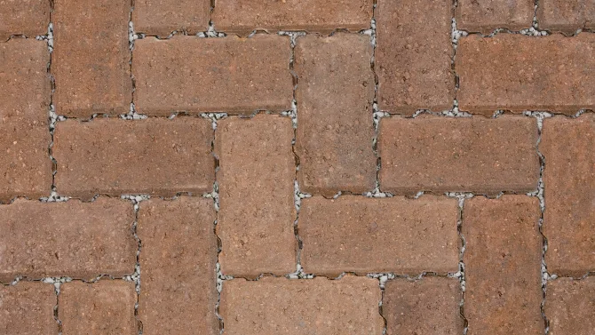 Burnt orange permeable block paving