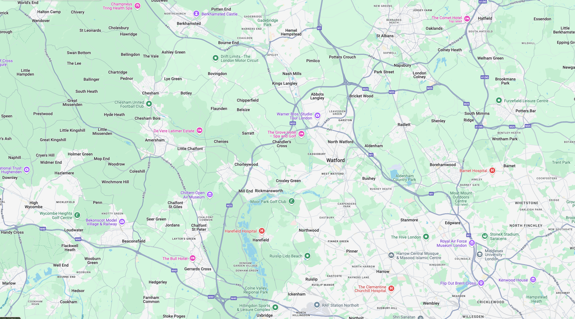 E & R Paving coverage area map - London and Hertfordshire